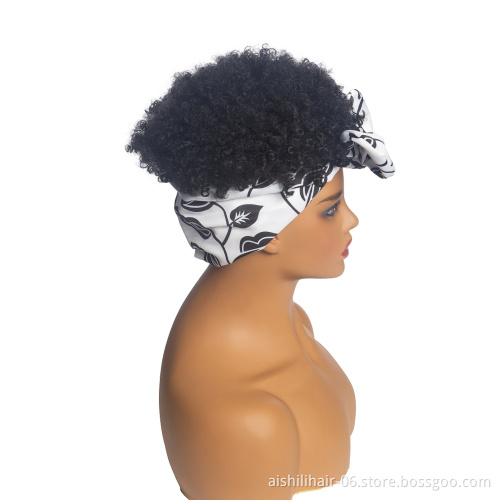 Aishili wholesale wig with headband attached Afro curly headband wigs for black women